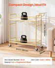 Vevor 2 Tiers Bar Cart Home Kitchen Serving Carts W  Wine Rack Glass Holder Gold