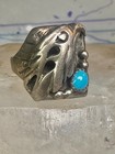 Navajo Ring Eagle Band Turquoise Size 11 Sterling Silver Women Mensigned W Logo