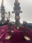 Vtg Andirons Fireplace Log Holders Fire Dogs Pair 10    Tall Cannon Antique Copper