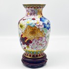 Gorgeous 1923 Antique Chinese Cloisonne 9  Vase W  Vibrant Floral   Leaf Design
