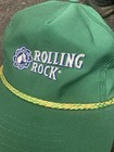 Vtg Rolling Rock Premium Beer Trucker Hat Designer Award Mfg Snapback Rope