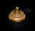Gorgeous Antique Brass jeweled ormolu  casket  Trinket  jewelry  Vanity Box Jar 