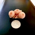 Atq Natural Japanese Carved Coral Chrysanthemum Flower Brooch Pendant Obis 12 7g