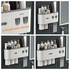 No-drill Wall Mounted Toothbrush Holder  Bathroom Shelf  With Automatic Tooth   