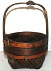 Vintage Ikebana Kano Basket Japanese Flower Arrangement Brown Bamboo Wicker 8 