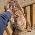 Sloth Plush Faux Fur Small Backpack  Brown Zip Closure  Adjustable Straps