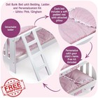 Badger Basket Doll Bunk Bed White Pink Gingham Bedding Ladder Wooden