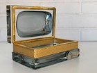 Mandruzzato Murano Xl Bubbled Crystal Glass Rectangular Box 24k Gold Plate Hinge