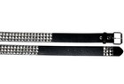 Punk Rock Silver Black Metal Rivets Pyramid Studs Black Leather Belt With Buckle