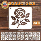 20pcs Flower Stencils For Painting  3 Inch Reusable Sunflower Plant                               