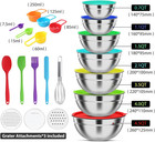 Mixing Bowls With Lids Set  7 Pcs Stainless Steel Mixing Bowls With 3 Grater Att