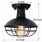 Vintage Ceiling Hanging Pendant Light Metal Cage  Semi Flush Mount Loft Lamp