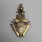 Antique Ioof Odd Fellow Fob Gold Filled Ruby Enamel Skull Cross Bones Pendant 82