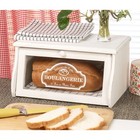 14   x 7    Rubberwood Bread Storage Box With Acrylic Front   Knob Handle  White