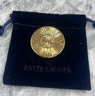 Estee Lauder Solid Perfume Empty Case Golden Prosperity Coin New With Pouch