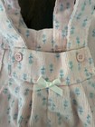 Vintage Girls Buster Brown Corduroy Overalls Pink white Floral Outfit 18 Months