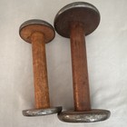     Vintage Industrial Wooden Bobbins     Set Of 2 Antique Textile Spools