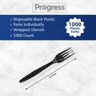 Progress Plastic Forks 1000 Count Black Heavy Duty Individually Wrapped