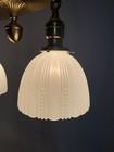 Restored Antique Vtg Brass Flush Mount Pendant Light Victorian Art Deco Custard