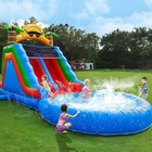Commercial Inflatable Pvc Double Water Slide Bounce House With Large Splash Pool