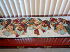 Christmas Tapestry Table Runner Caroling Teddy Bears 72 X 13 Pristine