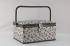 Sewing Basket - Sewing Box - Blue Pink Rose Floral  - Sewing Kit - Storage Box 