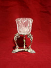 Vintage Godinger Baroque Crystal Votive Candle Holder Silver Plate Stand Box