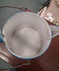 Blue Enamel Camping Coffee Pot With Wooden Handle Portable Metal Round Lid