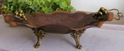 Rare Vintage Mcm Copper Brass Grapes Footed Console Bowl Dish Italy Very Nice