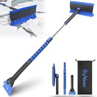 Extendable Snow Brush With Broom Ice Scraper - 48 Inch Blue