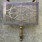 Antique 1800   s Sliding Brass Hearth Trivet Wrought Iron Base  Hanging Hooks