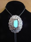 Navajo Indian Nickel Silver   Turquoise Bolo Tie - Cleveland