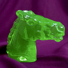 Uranium Glass Horse Vaseline Green Clear Glass Head Of Horse Art Glass Statue
