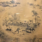 Rare 1863 Gettysburg Lithograph W  Rare 1889 Worcester Daily Telegram Backing