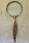 Handheld Vintage Brass Feather Handle Magnifying Glass
