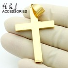 18-40 stainless Steel 6mm Gold Plated Cuban Curb Chain Plain Cross Pendant p64