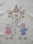 1950s Vintage Baby Blanket Hand Quilted   Embroidered Gretel   Hansel House
