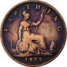   225400  Great Britain  Victoria  Farthing  1879  Bronze  Vf 20-25   Km 753