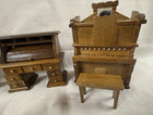 Vintage Lot Of 10  Concord  Dollhouse Wooden Furniture - Organ Roll Top Desk