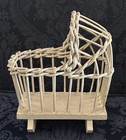 Vintage Wicker And Wood Cradle Rocker For Dolls