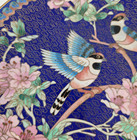 Vintage Oriental Asian 7 1 4  Cloisonne Plate Birds And Blooms