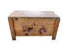 Vintage Wood Toy Chest Box  Circus Tent Clowns 32 X 18 X 18  Lid Needs Reattach