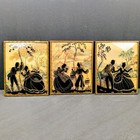 Vintage Silhouette Convex Pictures Set 3 Courting Scenes Framed 5x4 Wall Art