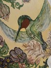 Vintage Wooden Wall Plaque Handpainted Hummingbird Flowers Signed