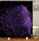 Purple Rose 4 Pcs Shower Curtain Sets Non-slip Rugs Bath Mat Toilet Cover U Shap