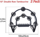 10  Double Row Tambourine  2 Pack   20 Metal Jingles Half Moon Hand Held Percuss