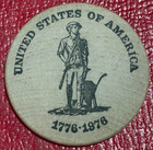 Vintage Wooden Nickel Cass County Indiana Sesquicentennal  1776 1976-apr505
