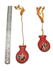 Vintage Red Hand Painted Castanets W  Bull   Matador - Made In Spain - 2 Pairs