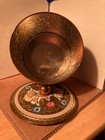 Vintage Raised Floral Metal Tin England Design By Daher Canister W lid   Handle