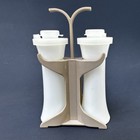 Vintage Tupperware  Inch Salt   Pepper Shakers White Hourglass With Caddy